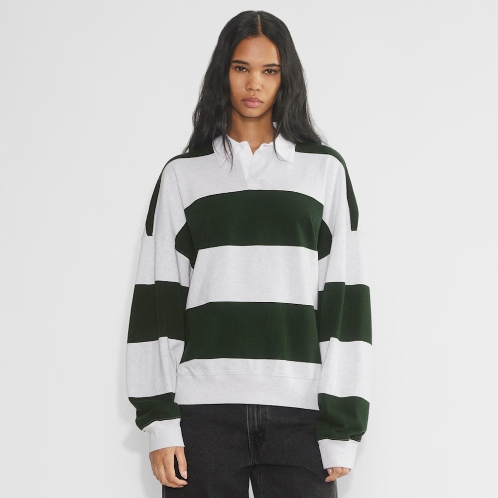 Aritzia Striped Polo Long Sleeve